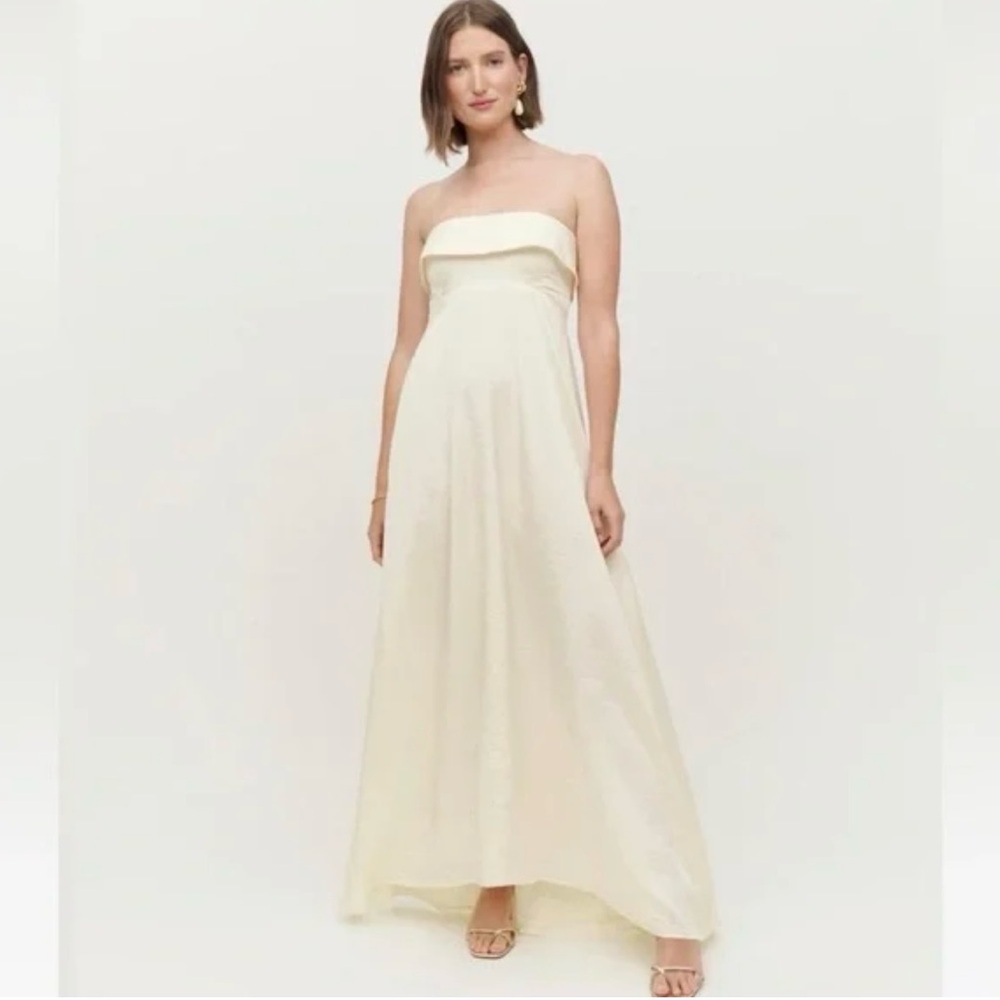 Reformation Cream Strapless Maxi Dress
